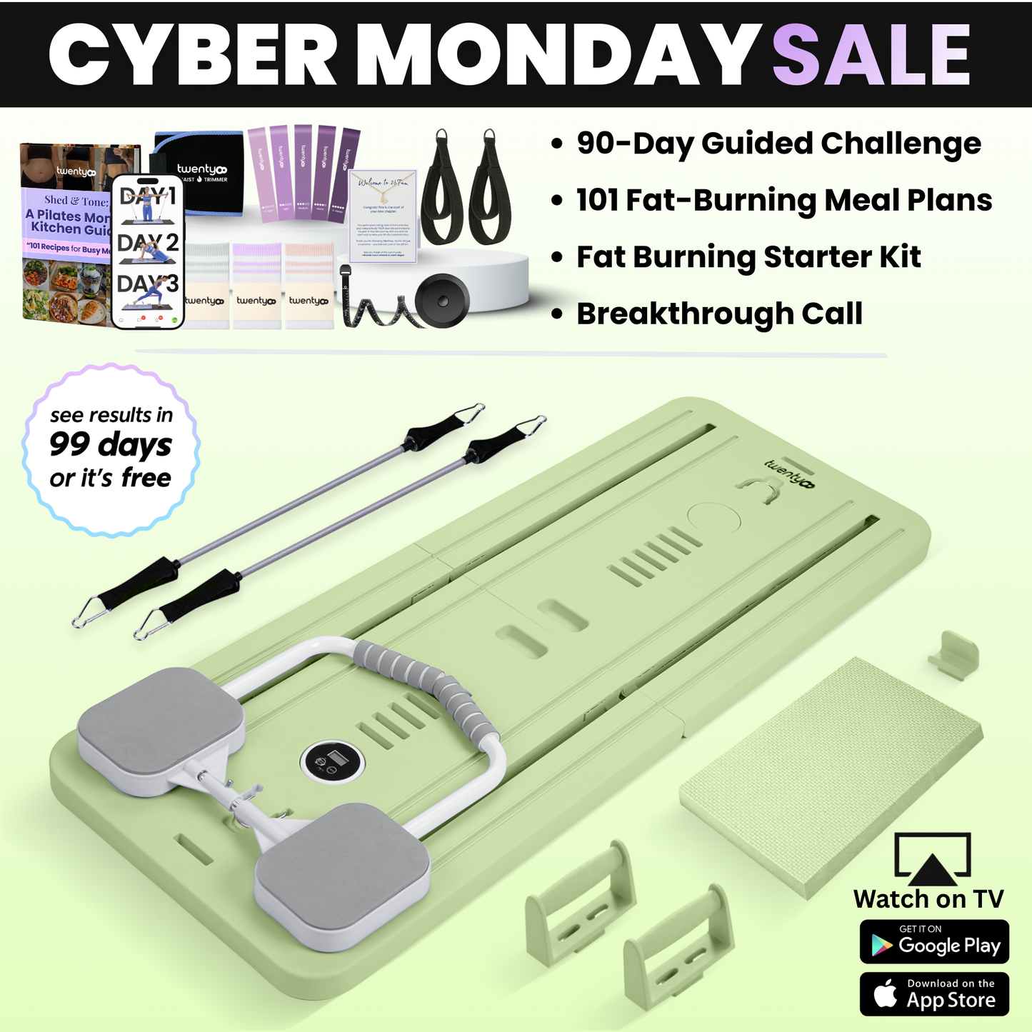 Portable Pilates Reformer + 90 Day Bootcamp