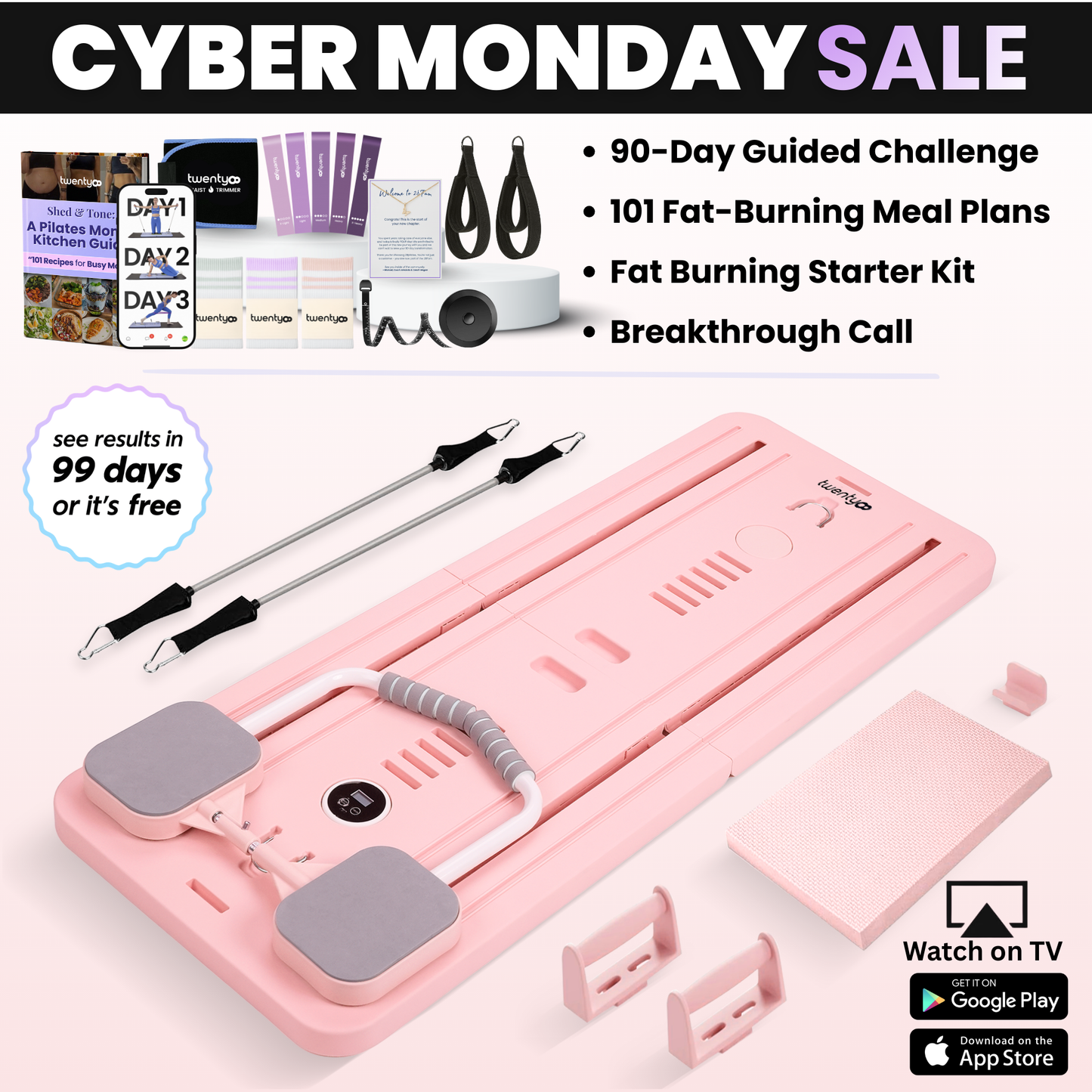 Portable Pilates Reformer + 90 Day Bootcamp