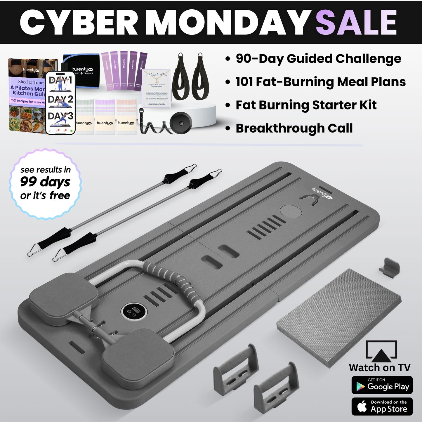 Portable Pilates Reformer + 90 Day Bootcamp