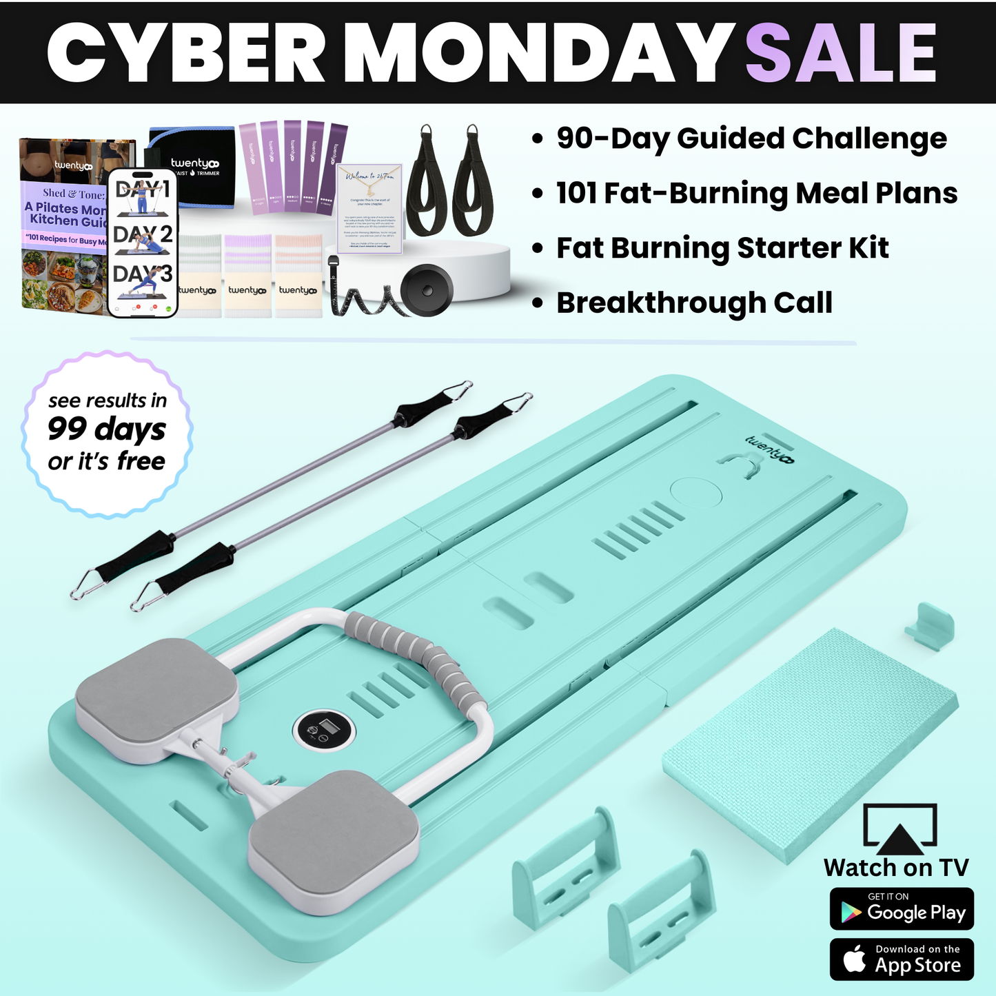 Portable Pilates Reformer + 90 Day Bootcamp