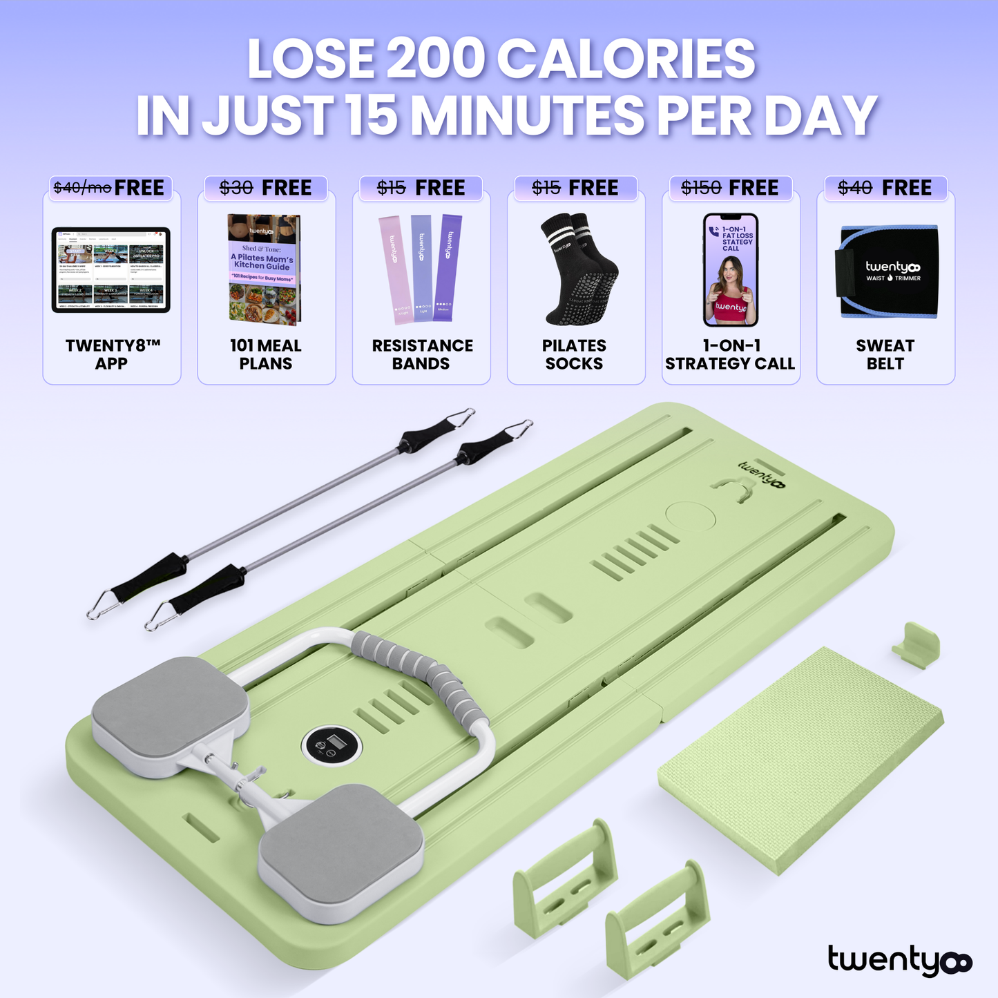 Portable Pilates Reformer + 90 Day Bootcamp
