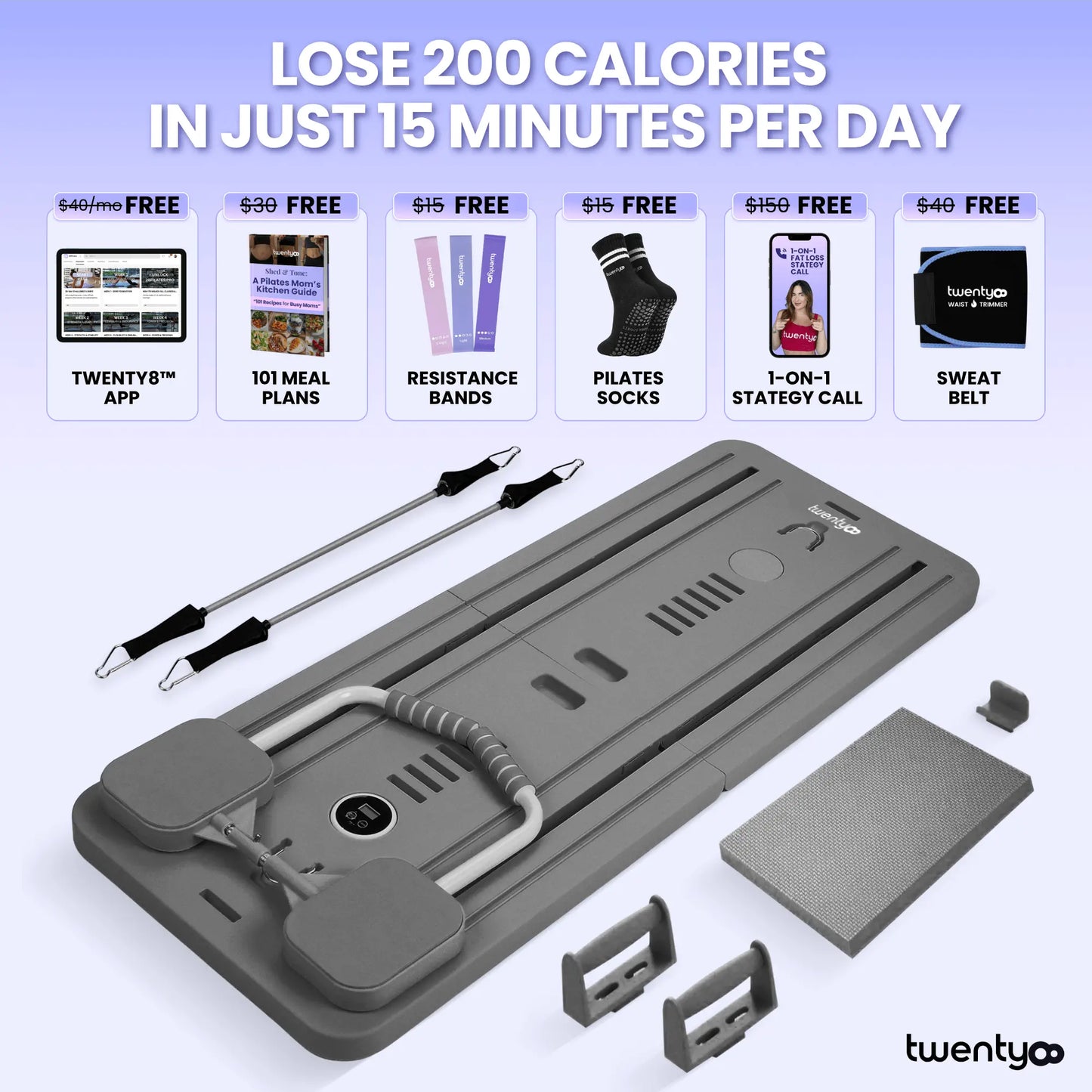 Portable Pilates Reformer + 90 Day Bootcamp
