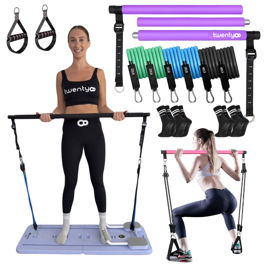 Pilates Bar Kit with Resistance Bands + 4 Pilates Socks